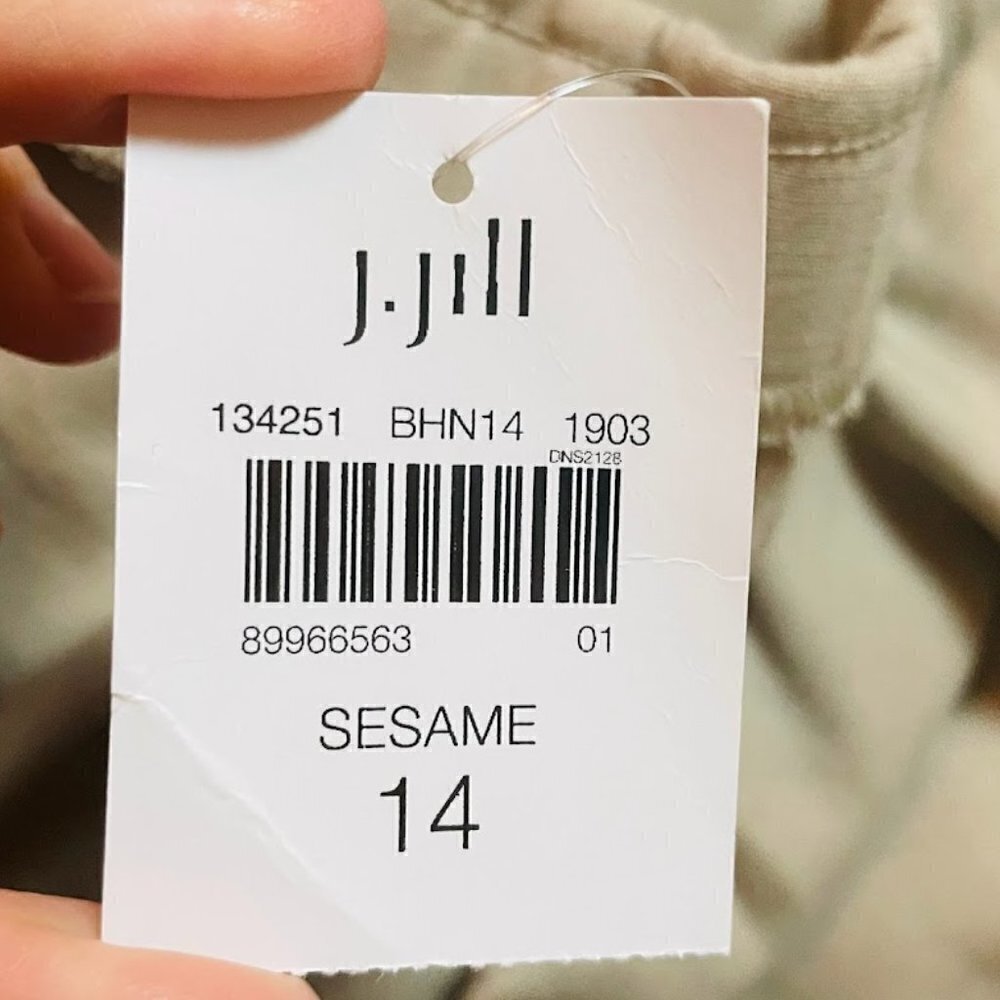 NWT J. Jill Pant Trouser Cotton Stretch Neutral Sesame Tan Stretch Pull On Zippe - Picture 10 of 12